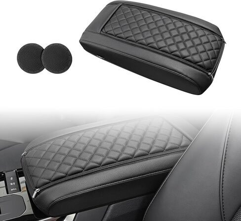 Center Console Armrest Cover for Toyota Highlander 2025 2024 2023 2022 2021 2020 Accessories, Anti-Scratch PU Leather Arm Rest Lid Protective Pad, Black in Saudi Arabia