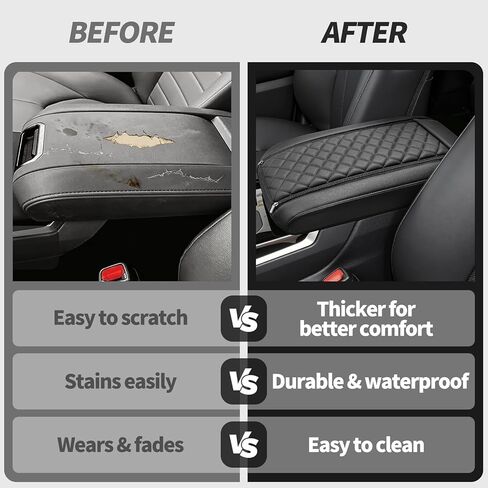 Center Console Armrest Cover for Toyota Highlander 2025 2024 2023 2022 2021 2020 Accessories, Anti-Scratch PU Leather Arm Rest Lid Protective Pad, Black in Saudi Arabia
