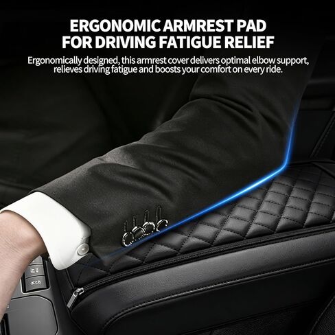 Center Console Armrest Cover for Toyota Highlander 2025 2024 2023 2022 2021 2020 Accessories, Anti-Scratch PU Leather Arm Rest Lid Protective Pad, Black in Saudi Arabia