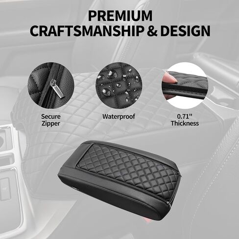Center Console Armrest Cover for Toyota Highlander 2025 2024 2023 2022 2021 2020 Accessories, Anti-Scratch PU Leather Arm Rest Lid Protective Pad, Black in Saudi Arabia