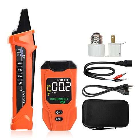Rechargeable Circuit Breaker Finder & Electrical Circuit Tracer with GFCI Outlet Tester, NCV Voltage Detector, LCD Display, Flashlight, Audible/Visible Alerts, Carrying Case & 3 Adapters, 90-135V AC in Kuwait
