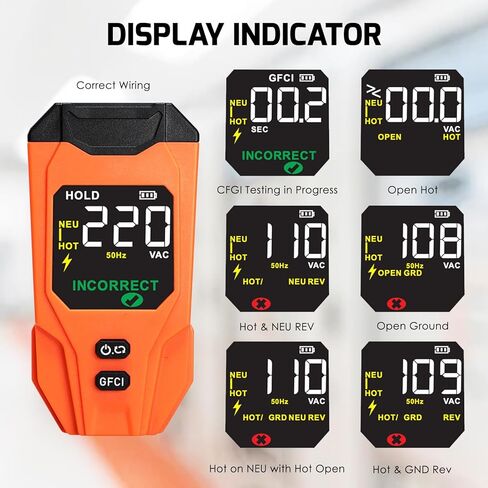Rechargeable Circuit Breaker Finder & Electrical Circuit Tracer with GFCI Outlet Tester, NCV Voltage Detector, LCD Display, Flashlight, Audible/Visible Alerts, Carrying Case & 3 Adapters, 90-135V AC in Kuwait