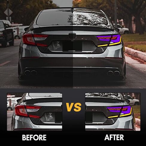 T T-ABC RGB Taillights Compatible with Honda Accord Tail Lights 2018-2022 LX Sport EX EX-L Touring 10th Gen Accessories Hybrid Rear Light V3 Clear Led Sequential Indicator New Custom Replacement (T3R) in Saudi Arabia