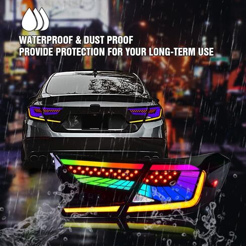 T T-ABC RGB Taillights Compatible with Honda Accord Tail Lights 2018-2022 LX Sport EX EX-L Touring 10th Gen Accessories Hybrid Rear Light V3 Clear Led Sequential Indicator New Custom Replacement (T3R) in Saudi Arabia