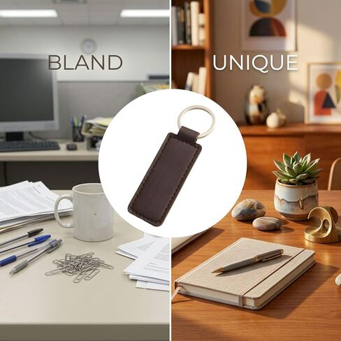100 Pcs Brown PU Leather Keychain Blanks, Rectangular Keychains Bulk with 0.984 in Metal Ring, 2.83 x 0.954 in DIY Craft Blanks for Engraving, Gifts, Easy Clean in Saudi Arabia