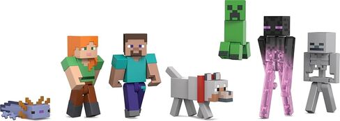 ​مجموعة ماينكرافت مكونة من 7 شخصيات مجسمة، حزمة World Builder، مجموعة المبتدئين من الشخصيات بمقياس 3.25 بوصة، تتضمن Steve وAri وEnderman والمزيد in Saudi Arabia