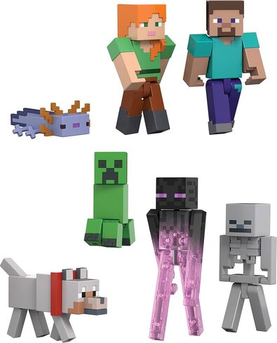 ​مجموعة ماينكرافت مكونة من 7 شخصيات مجسمة، حزمة World Builder، مجموعة المبتدئين من الشخصيات بمقياس 3.25 بوصة، تتضمن Steve وAri وEnderman والمزيد in Saudi Arabia
