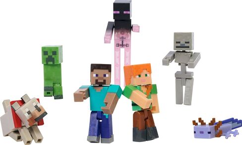 ​مجموعة ماينكرافت مكونة من 7 شخصيات مجسمة، حزمة World Builder، مجموعة المبتدئين من الشخصيات بمقياس 3.25 بوصة، تتضمن Steve وAri وEnderman والمزيد in Saudi Arabia