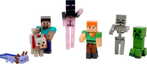 ​مجموعة ماينكرافت مكونة من 7 شخصيات مجسمة، حزمة World Builder، مجموعة المبتدئين من الشخصيات بمقياس 3.25 بوصة، تتضمن Steve وAri وEnderman والمزيد in Saudi Arabia