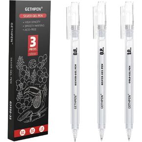 GETHPEN White Gel Pens 3-Pack - 0.6/0.8/1.0mm Fine to Bold Tips for Journaling & Art - Opaque Ink on Dark Paper, Holiday Cards & DIY Gifts in Kuwait