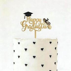 Acrylic Happy Graduation Cake Topper,Golden Grad Hat Diploma Cake Topper,Class of 2026 Graduates Grad Decor for Graduation Themed Party Decoraton Supplies in Saudi Arabia