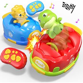 2 Pack Remote Control Bumper Car for Kids 3-5, Dinosaur RC Battle Car with Collision Ejection Spray Light Music, Birthday Gift for Toddler 1-3, Interactive Game Car Toy For 3 4 5 Years Old Boy in Saudi Arabia