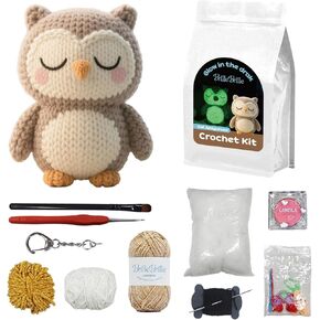 BrilleBrille Crochet Owls Kits Glow in The Dark Owl Knitting Kit Crochet Kit for Beginners Great Birthday Gifts for for Adults and Teens with Step by Step Video Amigurumi Crochet Kit DIY Craft in Saudi Arabia