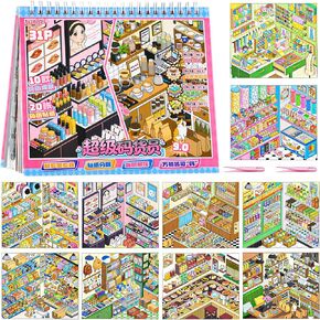 10Pcs Big Size 3D Stickers Scene Book DIY Make Your Own Scenes House Stickers Therapy for Adults Relief Stress Pass The Time (Multicolor) in Saudi Arabia
