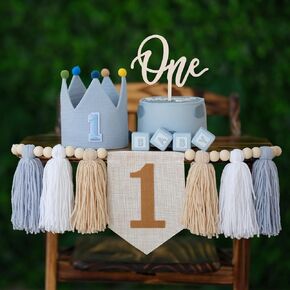 Colourful Rainbow Dot 1st High Chair Banner Conical Cap Primary Colors Cake Topper for Boys Girls Birthday Party Decorations in Saudi Arabia