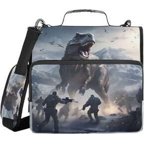 ALAZA Hipster Dinosaur Animal Zipper Binder 3 Ring Binder Organizer with Zipper and Shoulder Strap Large Capacity Multi-Pocket for Office Supplies Work in Kuwait