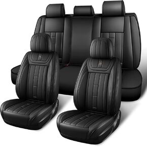 AWUI لأغطية مقاعد Toyota Corolla 2001-2025 مجموعة كاملة، جلد نابا مقاوم للماء، مقاوم للخدش، تغطية كاملة 360 درجة، أغطية مقاعد سيارة مضادة للانزلاق وسهلة التنظيف (5 مقاعد، أسود) in Kuwait