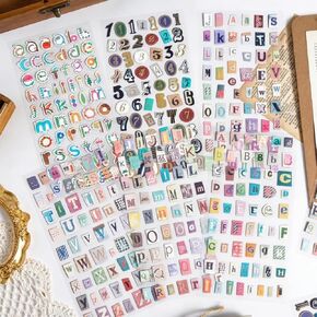 347PCS Vintage Letter & Number Stickers, 6-Sheet Self-Adhesive Decals for Scrapbooking, Junk Journal, Diary, Paper Crafts and DIY Decor in Saudi Arabia