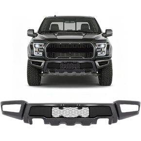 المصد الأمامي من ALMULOO متوافق مع طراز Ford F-150 Raptor 2018-2020 مع فتحات إضاءة الضباب فولاذي أسود + رمادي 3 قطع in Kuwait