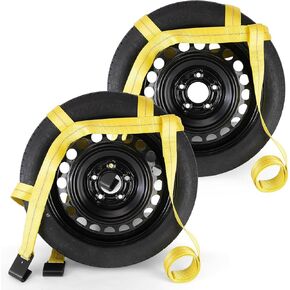 Tow Dolly Basket Straps, Car Dolly Wheel Straps with Flat Hook Fits 15"-19" Tires Wheels Auto Vehicle 10,000 Lbs Breaking Strength (Yellow) in Saudi Arabia