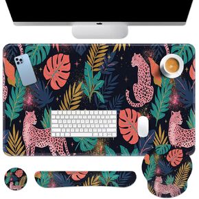 Arttown Ocean Dolphin Desk Mat Turtle Blue Mouse Pad Set 4 in 1 Ergonomic Design Large Mouse Pad + Keyboard Wrist Rest + Mouse Wrist Rest + Coaster Suitable for Home Office Study Game in Kuwait