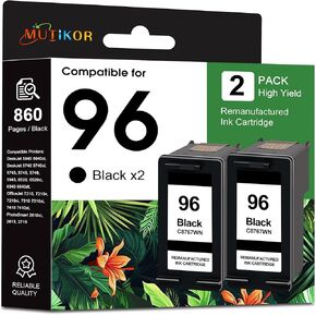 Remanufactured 96 Black Ink Cartridge Replacement for 96 Ink Cartridge Black C9348FN C8767WN High Yield for Deskjet 5740 5940 6520 6540 Officejet 7210 7310 Photosmart 2605 2608 Printer, 2 Pack in Saudi Arabia