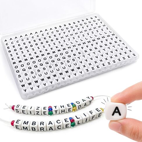 260Pcs Silicone Letter Beads 12mm White Square Soft Letter Bead for Name Keychains Making 10 Sets A-Z Silicone Alphabet Beads with Storage Box Ideal Crafts Kit for Bracelet Keychains in Kuwait
