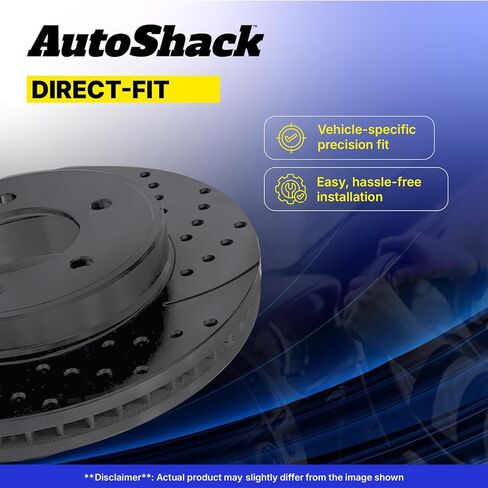 AutoShack Front Brake Rotors for Nissan, Quest 2004-2009, 2011-2017 Pathfinder 2016, 4WD FWD V6 3.5L - Coated Drilled & Slotted - Black Matte Finish - BlackShield - 11.41" (289.7 mm), 5-Lug in Kuwait
