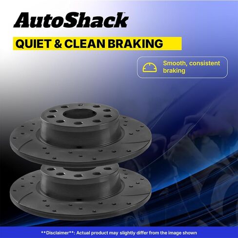 AutoShack Front Brake Rotors for Nissan, Quest 2004-2009, 2011-2017 Pathfinder 2016, 4WD FWD V6 3.5L - Coated Drilled & Slotted - Black Matte Finish - BlackShield - 11.41" (289.7 mm), 5-Lug in Kuwait