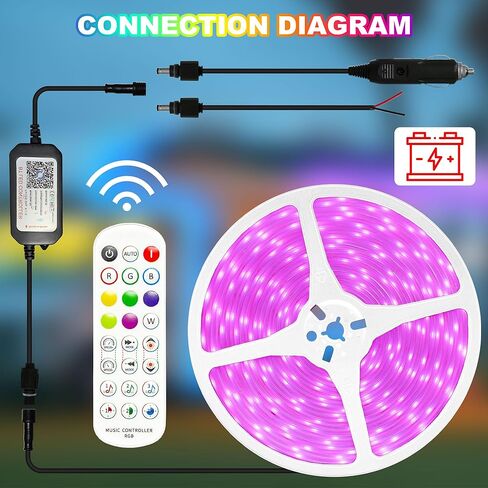 أضواء LED للقوارب بطول 50 قدمًا، أضواء LED عائمة بحرية مع تطبيق، شريط داخلي للقوارب مقاوم للماء 12 فولت RGB للعائم، RV، قوارب الكاياك، سطح السفينة in Kuwait