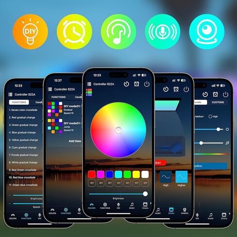 أضواء LED للقوارب بطول 50 قدمًا، أضواء LED عائمة بحرية مع تطبيق، شريط داخلي للقوارب مقاوم للماء 12 فولت RGB للعائم، RV، قوارب الكاياك، سطح السفينة in Kuwait