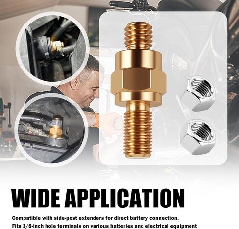 2PCS Side Post Battery Terminal Extender with 2PCS Nuts,Side Post to Top Posts Battery Adapter with 3/8"-16 Coarse & 3/8"-24 Fine Teeth,Batteries Terminal Bolt Car Accessories in Saudi Arabia