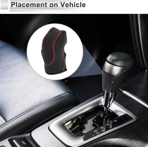Gear Shift Knob Cover for Ford Fusion 2013-2016 Anti-Slip Stick Shifting Handle Protector Faux Leather 1 Pc Black Red in Kuwait