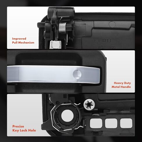 مقابض أبواب خارجية معدنية مطورة من A-Premium متوافقة مع Ford F-150 F150 2004-2014، غطاء أسود محكم مع رافعة من الكروم، مجموعة مكونة من قطعتين، السائق الأمامي وجانب الراكب in Kuwait