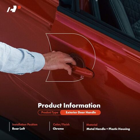A-Premium Rear Left Driver Side Upgraded Metal Exterior Door Handle Compatible with Dodge Ram 1500 2002-2009, Ram 2500 3500 2003-2009, Dakota 2005-2010 & Mitsubishi Raider & Ram Dakota, Chrome in Kuwait