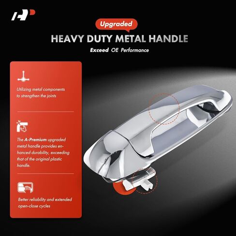 A-Premium Rear Left Driver Side Upgraded Metal Exterior Door Handle Compatible with Dodge Ram 1500 2002-2009, Ram 2500 3500 2003-2009, Dakota 2005-2010 & Mitsubishi Raider & Ram Dakota, Chrome in Kuwait
