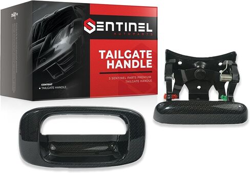 Tailgate Handle and Bezel Carbon Fiber Look Compatible with 1999-2007 Chevy GMC Silverado Sierra Replaces # 15997911, 15228539, GM1915105, GM1916102 in Saudi Arabia