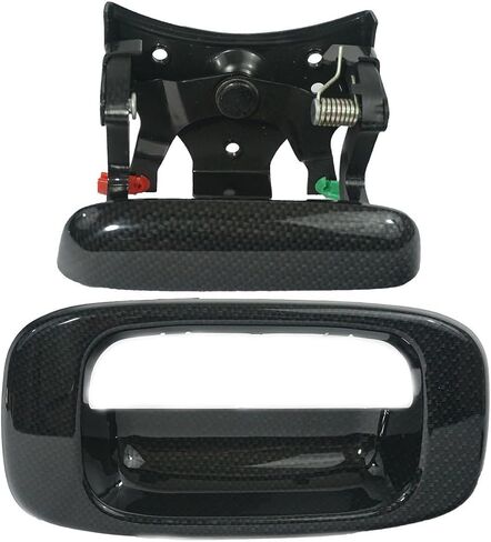 Tailgate Handle and Bezel Carbon Fiber Look Compatible with 1999-2007 Chevy GMC Silverado Sierra Replaces # 15997911, 15228539, GM1915105, GM1916102 in Saudi Arabia