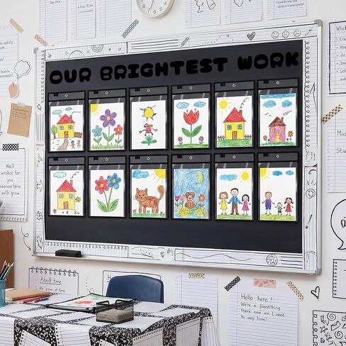 ReliThick 24 Set Student Work Display Bulletin Board Composition Notebook Classroom Decor 24 Pockets 24 Cards Our Brightest Work Classroom Wall Decor for Teacher Student Back to School Supplies in Kuwait