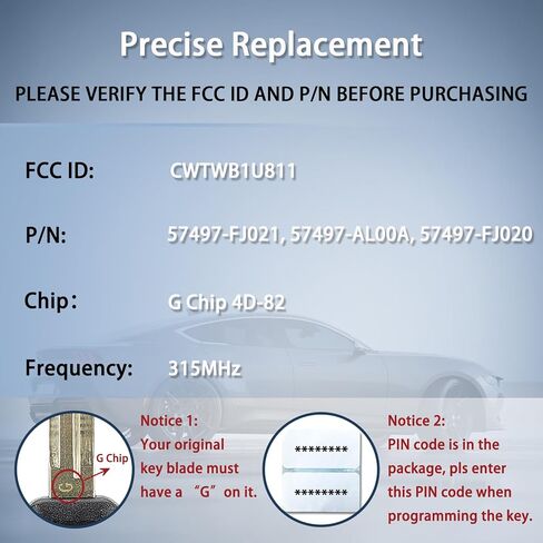4-Button Key Fob Replacement Fits for Subaru 2014 2015 2016 2017 2018 Forester/ 2015-2019 WRX/ 2012-2017 Impreza/ 2013-2017 XV Crosstrek, FCC ID CWTWB1U811, G Chip 4D82 in Saudi Arabia