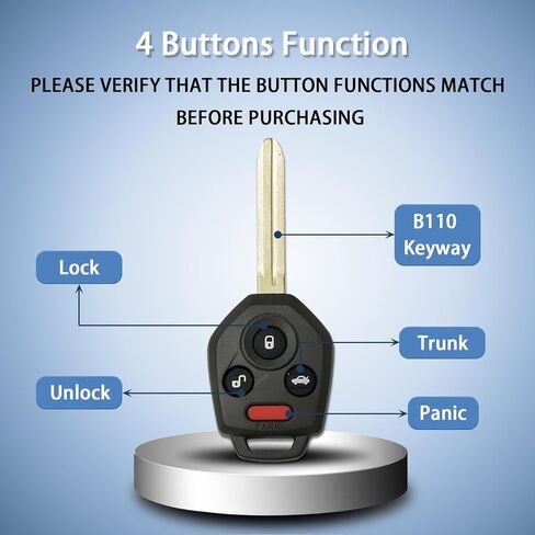 4-Button Key Fob Replacement Fits for Subaru 2014 2015 2016 2017 2018 Forester/ 2015-2019 WRX/ 2012-2017 Impreza/ 2013-2017 XV Crosstrek, FCC ID CWTWB1U811, G Chip 4D82 in Saudi Arabia