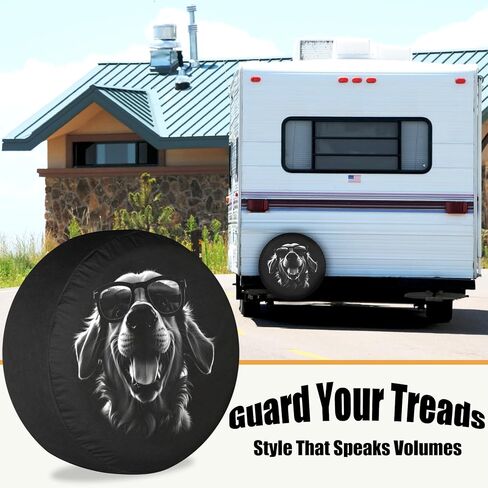 Camper Spare Tire Cover Golden Retriever for Trailers Pop Up Camper Accessories Weatherproof 13Inch in Saudi Arabia