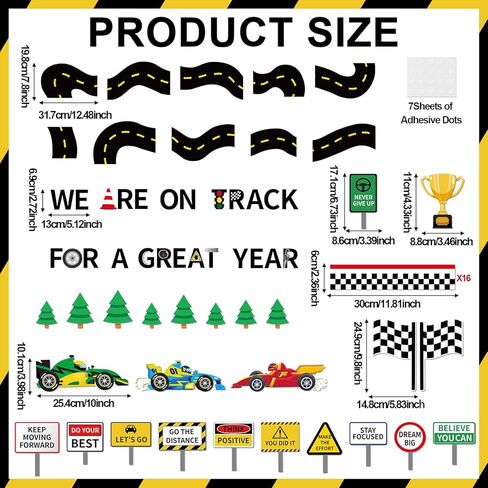 Racing Car Bulletin Board Checkered Flags Classroom Decoration Supply We are On Track Bulletin Board Decorations Set Motivational Cutouts Back to School Posters for School Classroom Chalkboard Supply in Saudi Arabia