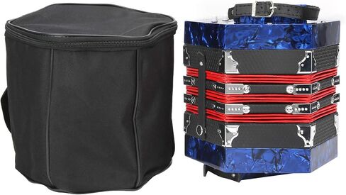 Qqmora Concertina Accordion Professional Portable Musical Instrument with Carrying Bag for Adults Beginners Students Performance Solid Wood Leather Celluloid Coating 18x17x17cm (Red) in Saudi Arabia