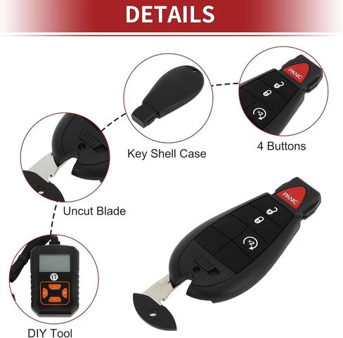 ACROPIX GQ453T Keyless Entry Remote Key Fob for Ram 1500 2500 3500 2013-2017 433 Mhz Replacement Car Key Kit DIY Tool 4 Button in Saudi Arabia