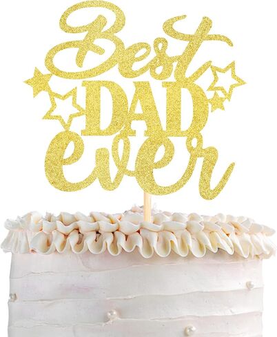 1 Pack Feliz Día Del Padre Cake Topper Glitter Happy Father's Day Cake Picks Spanish Feliz Cumpleaños Papa Cake Decoration for Happy Father's Day Party Supplies Black in Kuwait