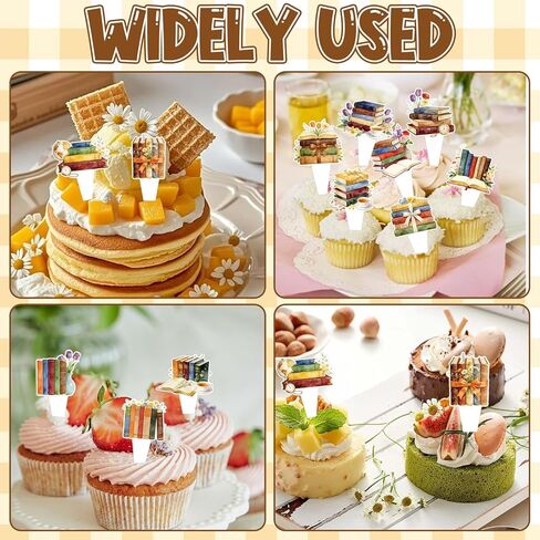 48Pcs Book-Themed Cake Cupcake Toppers, Vintage Book Themed Cake Toothpicks Party Decorations Supplies for Baby Shower, Beautifully Designed Cupcake Decorations Supplies for Library in Saudi Arabia