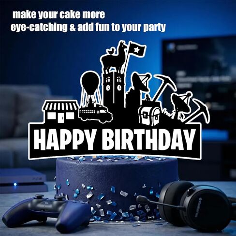 Rexinc Video Game 10th Birthday Cake Topper, Gaming Theme Cake Decoration for Boys Girls Kids Gamer Party Supplies in Saudi Arabia