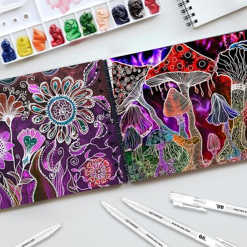 GETHPEN White Gel Pens 3-Pack - 0.6/0.8/1.0mm Fine to Bold Tips for Journaling & Art - Opaque Ink on Dark Paper, Holiday Cards & DIY Gifts in Saudi Arabia