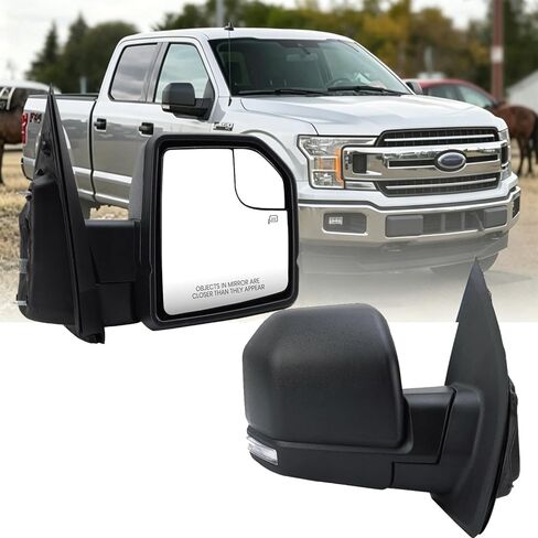 (9 Pins) Left Driver Side Mirror For 2015-2020 Ford F150 With Heated/Power Glass/Turn Signal/Puddle light/Backup Marker Light/Manual Folding Replace# FO1320524 in Saudi Arabia